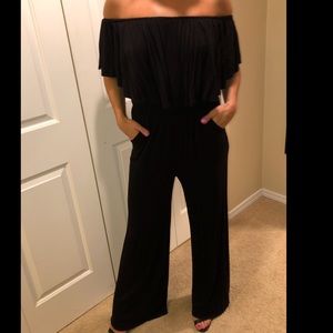 Black off the shoulder jumpsuit
